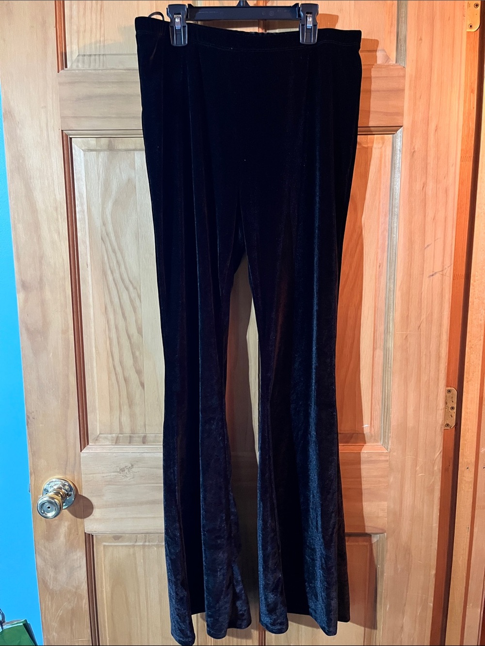 SHEIN Black Velvet Flared Pants